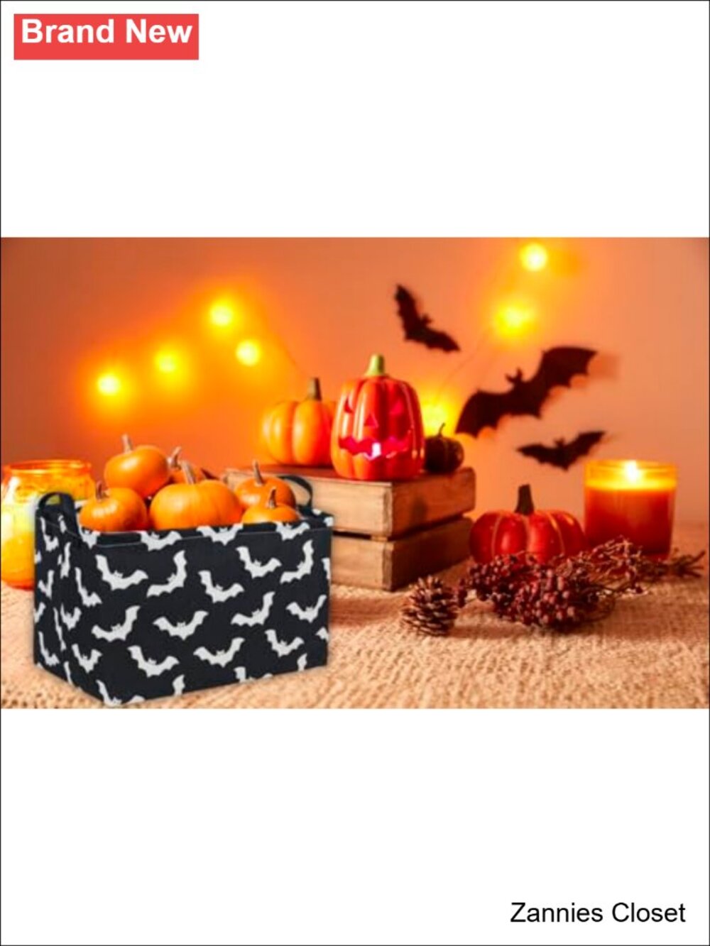 π» Rectangular Bat Basket Kids Storage Bin Organizer with Handles Halloween - Picture 2 of 5